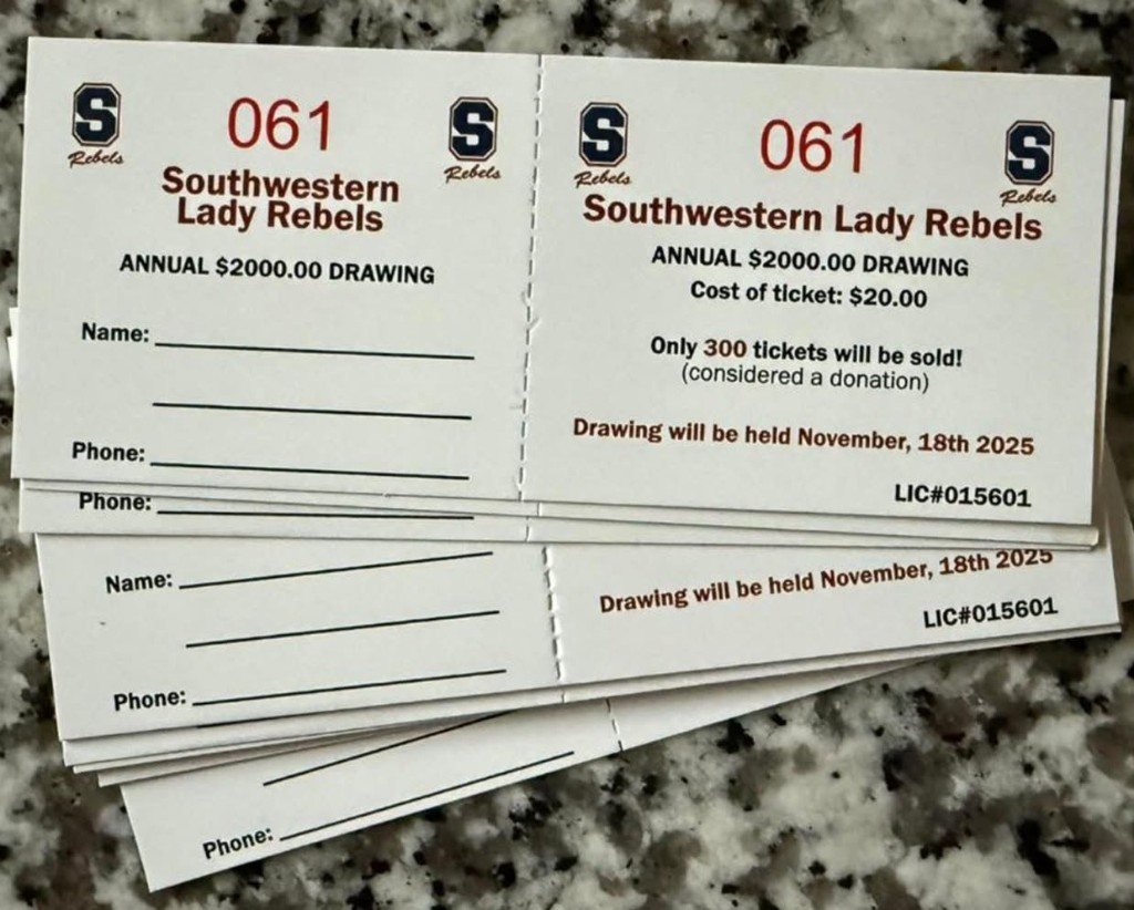 Southwestern Lady Rebels raffle tickets