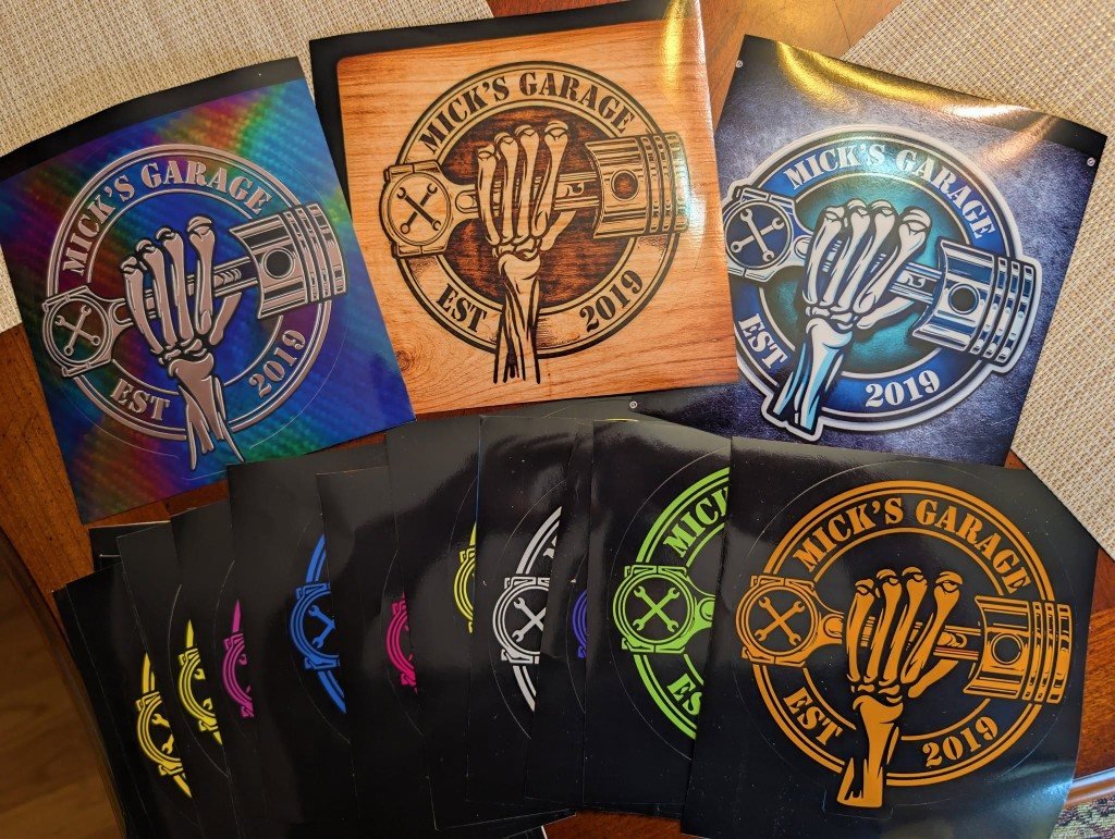 Specialty holographic wood and metal finish stickers